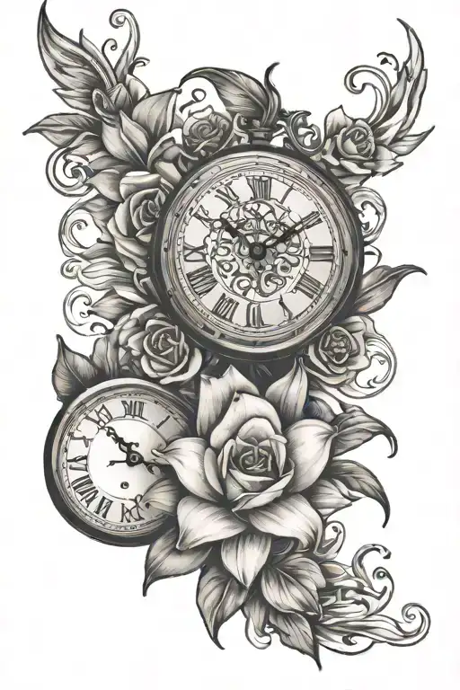 2 Clocks Left Shoulder Rose And Lily