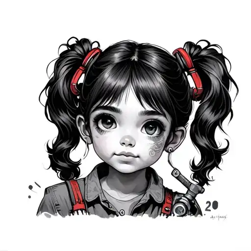 Little Mechanic Girl With Pigtails