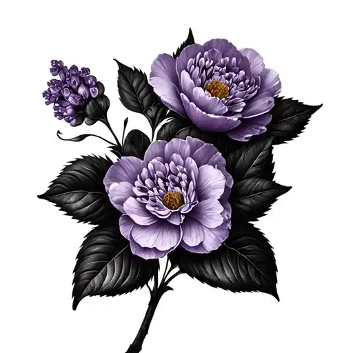 Lilac Flowers Simple Black And White