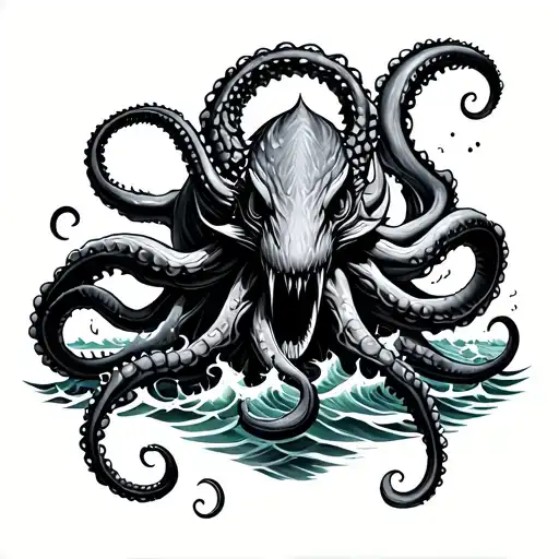 Kraken Emerging From Ocean Waves