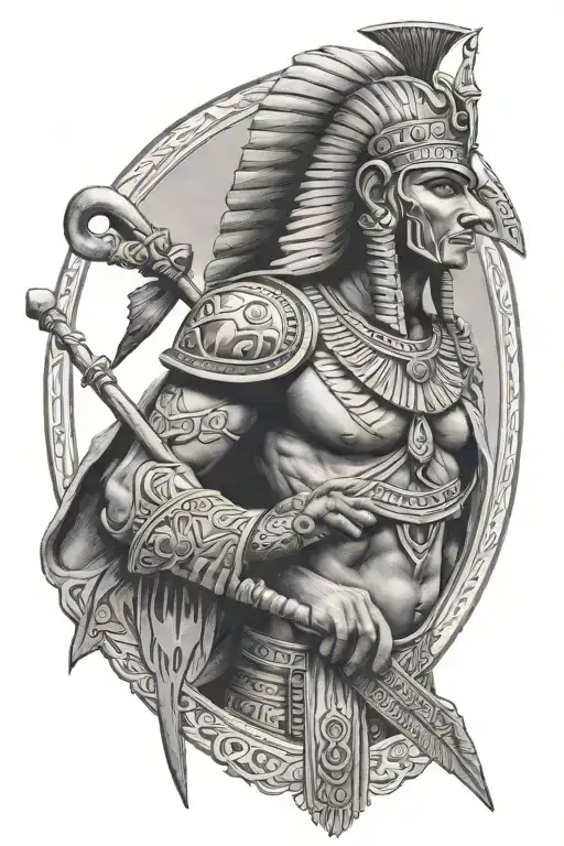 Pharoh Man Holding Staff