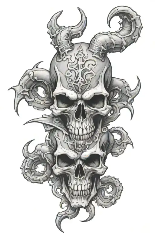 Tri Headed Demon Skull