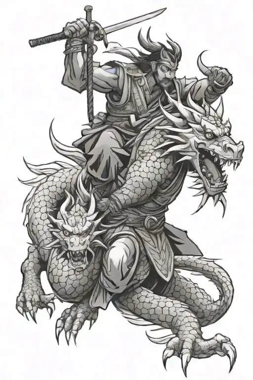 Dragon And Samurai Warrior