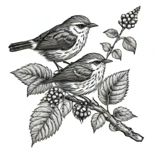 Jenny Wren And Rosehip Branch With Berries