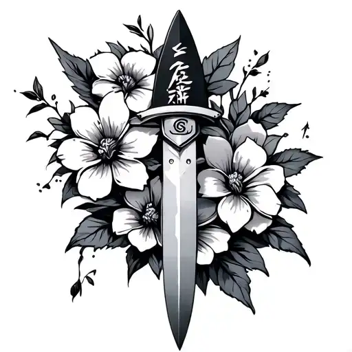 Naruto Kunai And Flowers Blooming