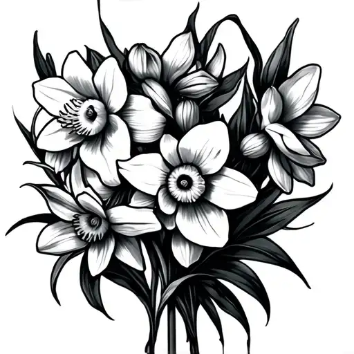 Daffodil Bouquet Aries Pisces Constellation Surrounded