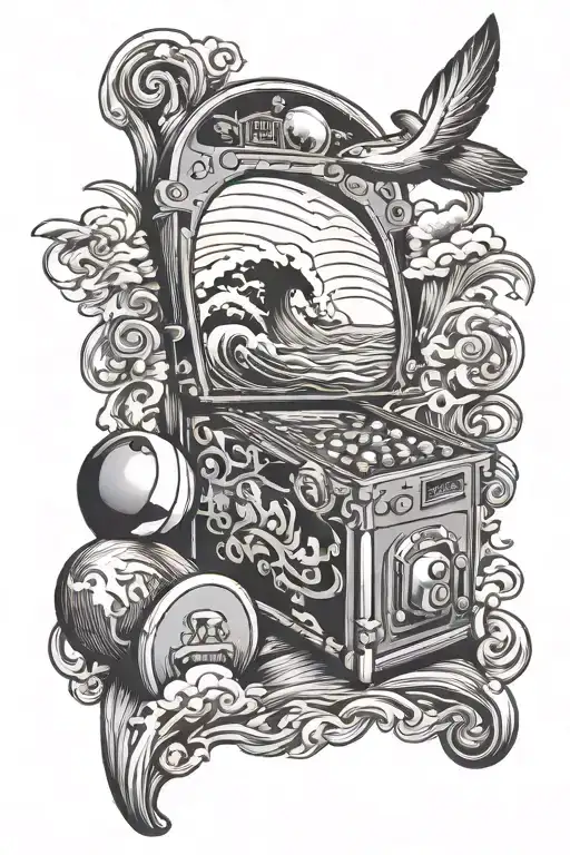 Traditional Pinball Machine Surf Theme