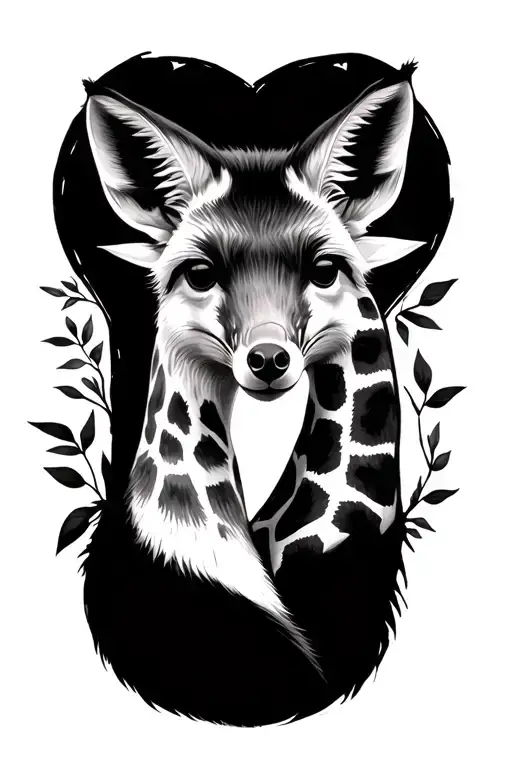 Fox And Giraffe In Heart Shape