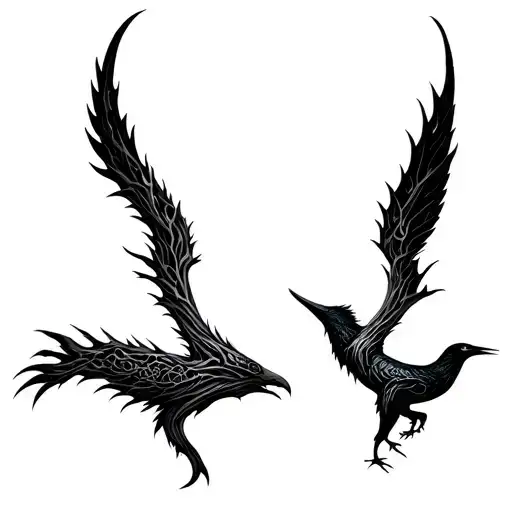Yggdrasil Ragnorok Hugin And Munin Black Work Tribal