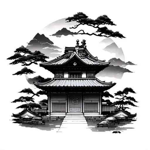 Japanese Waving Pussy Surrounded By Typical Japanese Building