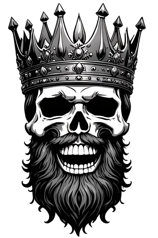 Bearded Skull King Crown Laughing