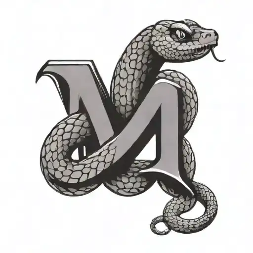 Snake Wrapped Around Letter M
