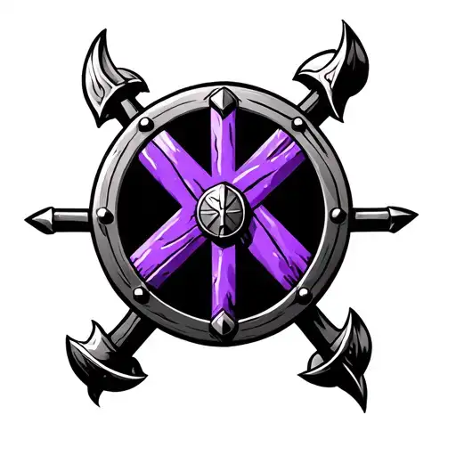 Round Viking Shield With Purple Scouts Emblem
