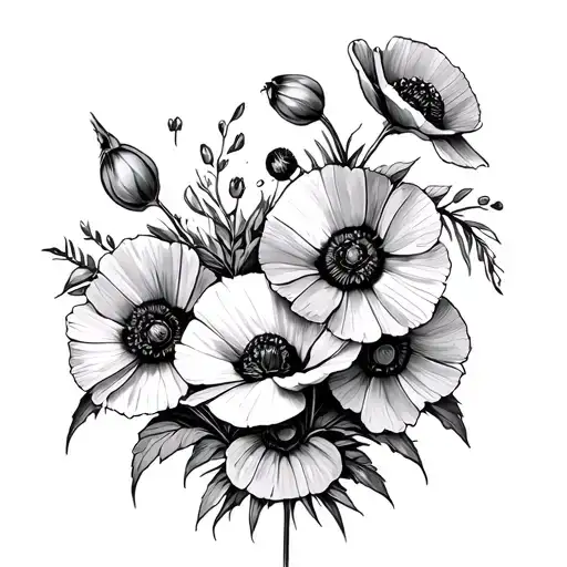 Cofee Plant And Poppy Bouquet