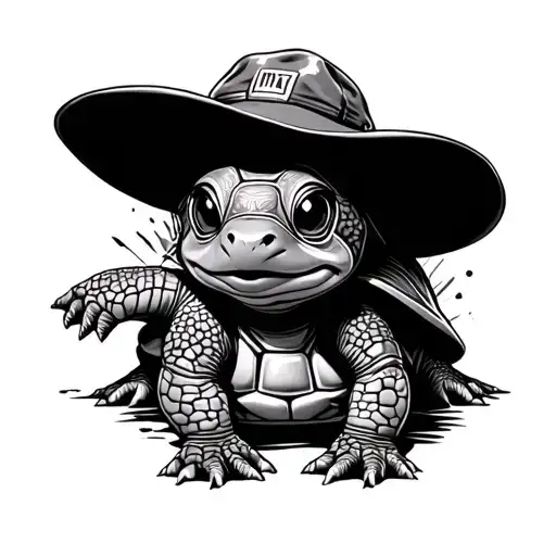Thug Baby Turtle With A Hat On Backwards