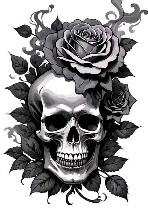 Skull And Smoke And Rose Intertwined