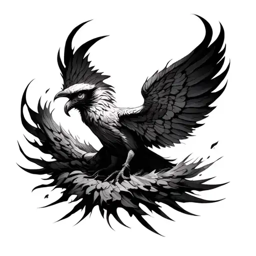 Open Wing Phoenix Rising From The Ashes