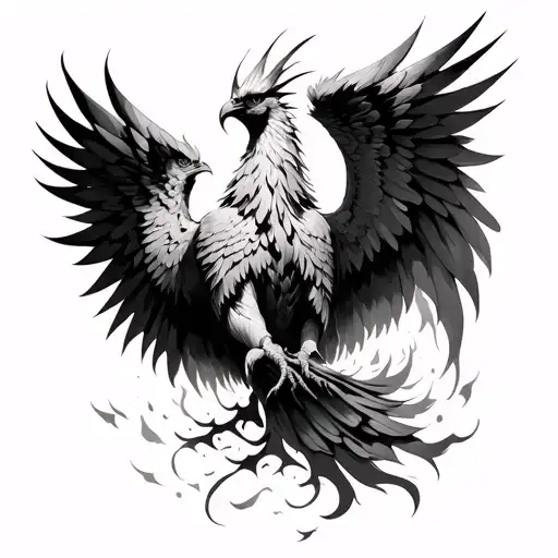 Open Wing Phoenix Rising From The Ashes Front Facing