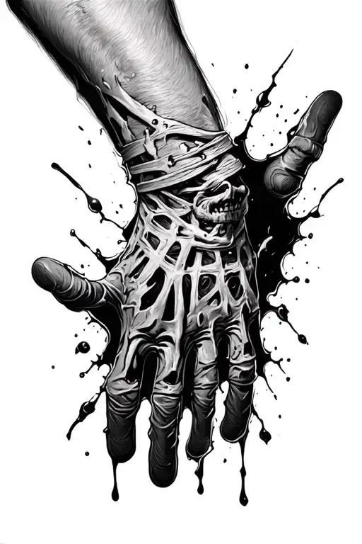 Freddy Kruger Glove Ripping Through Skin