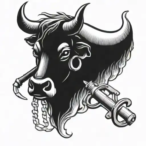 Taurus Bull With Pipes And Tools Plumbing Tools Like Wrenches