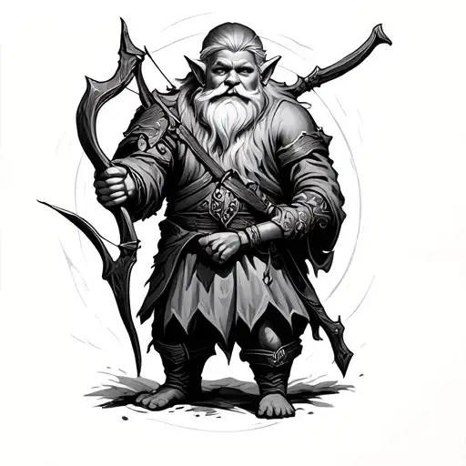Dwarf And Elf Holding A Bow