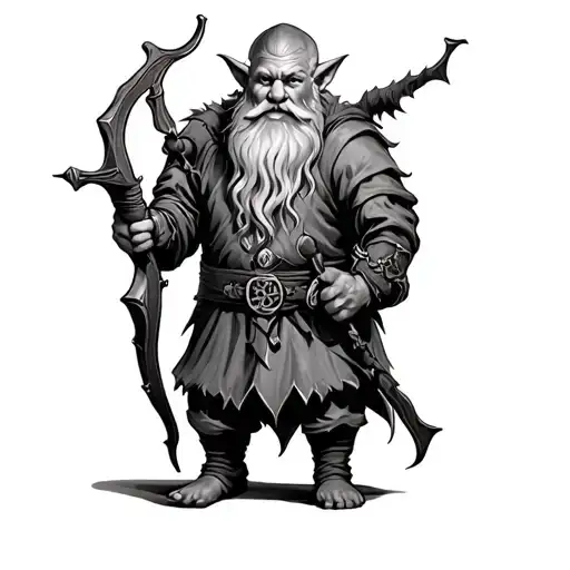 Dwarf And Elf Holding A Bow