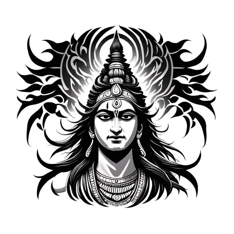 Shiva Shakti Tattoo In Tribal Style