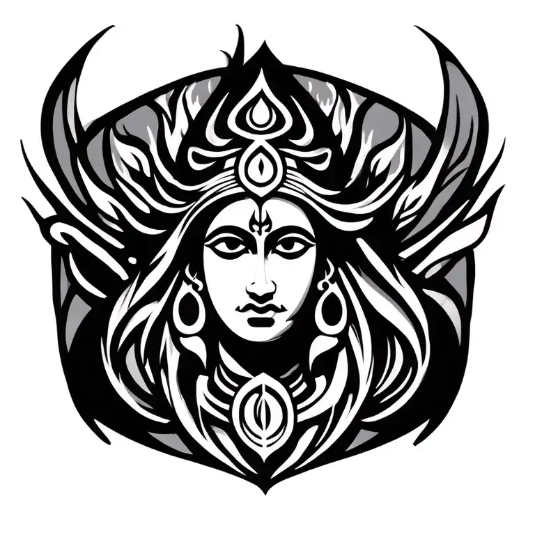 Shiva Shakti Symbols Tattoo In Tribal Style