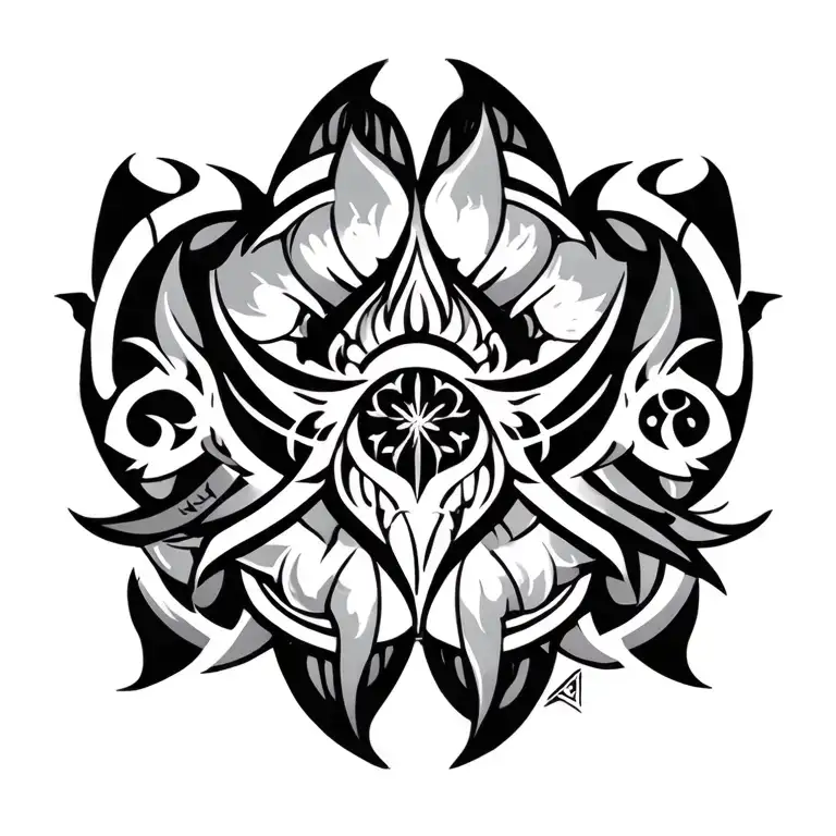 Tribal Style Tattoo Featuring Symbols From Shavism