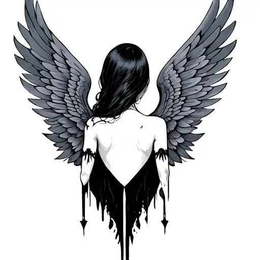 Cute Goth Back Tattoo Wings