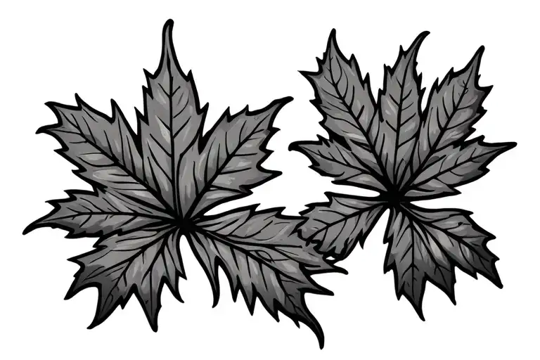 Leafs With Thick Lines On Both Sides Of A Chest