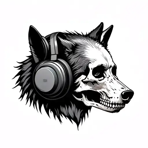 Wolf In Skull Wearing Headphones