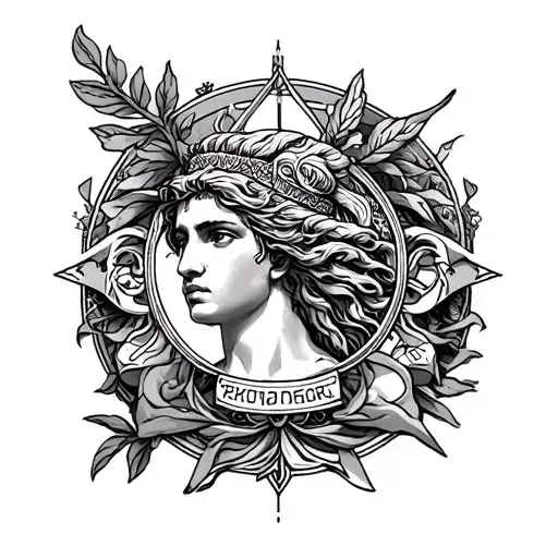 Greek Mythology Tattoo Featuring Iconic Symbols