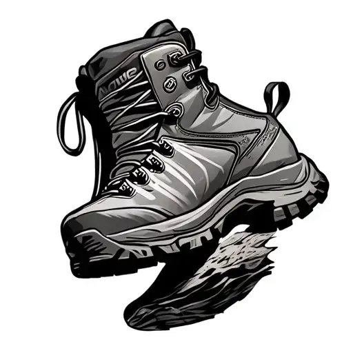 Hiking Boot Qith Amountain On The Side Of The Boot
