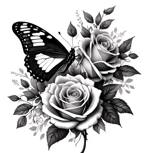 Roses And Butterfly
