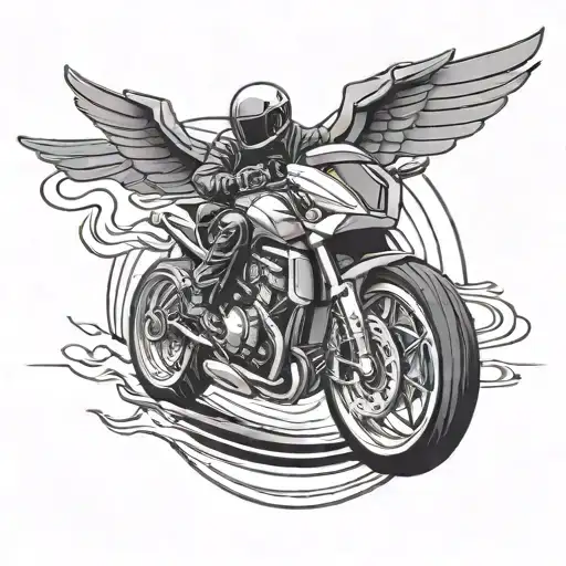 Create A Dynamic Tattoo Of A Car Drifting On A Racetrack With A Bike Flying Overhead