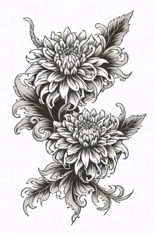 Chrysanthemum With A Cats Eye And Scorpio Symbol Lined Vertically