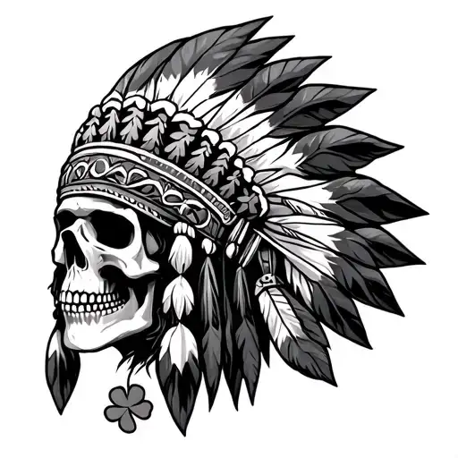 Native American Headdress Skull Clover