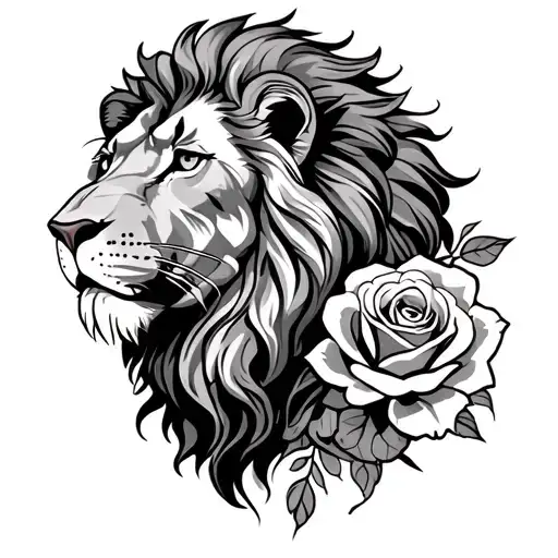 Lion And Roses Wrapped