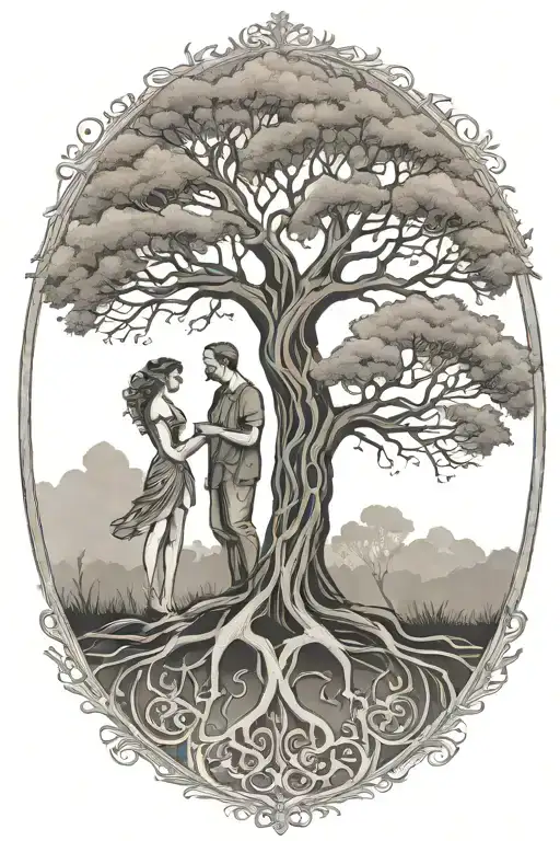 Tree Of Life With A Man And Woman As The Trees Trunk