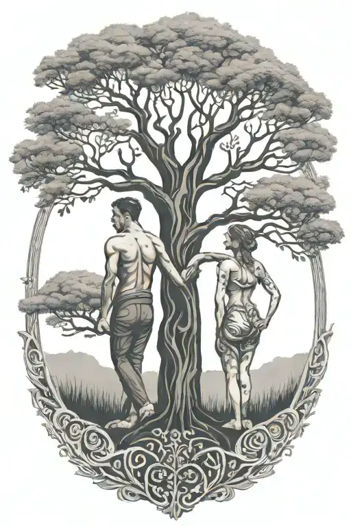 Tree Of Life With A Man And Woman As The Trees Trunk