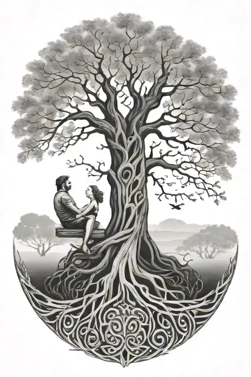Tree Of Life With A Man And Woman Within The Tree Trunk