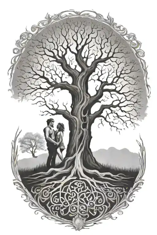 Tree Of Life With A Man And Woman Within The Tree Trunk