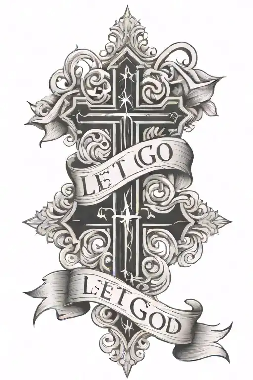 Let Go Let God Words With A Cross