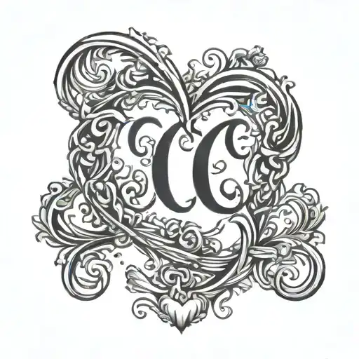 Creating A Stylish Monogram Tattoo Of The Letter C Intertwined With A Love Heart