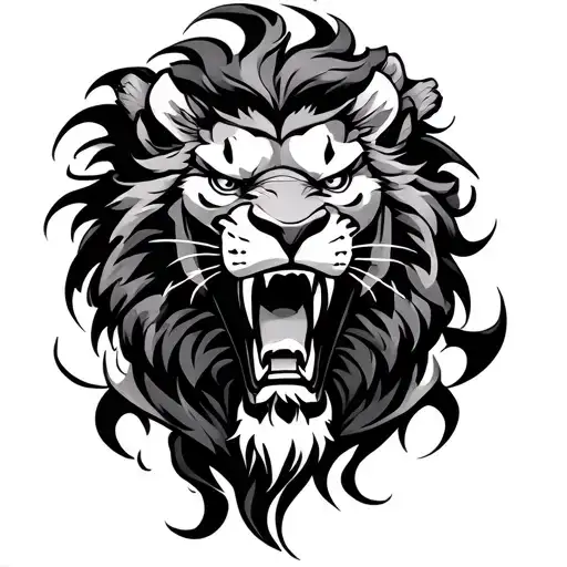 Lion Roaring Japanese Traditional