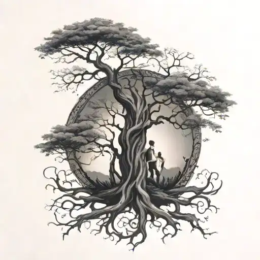 Tree Of Life With A Man And Woman Within The Tree Trunk