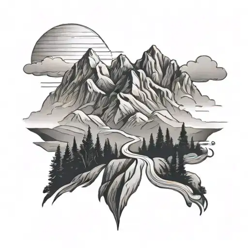Mountains With Road And Trees