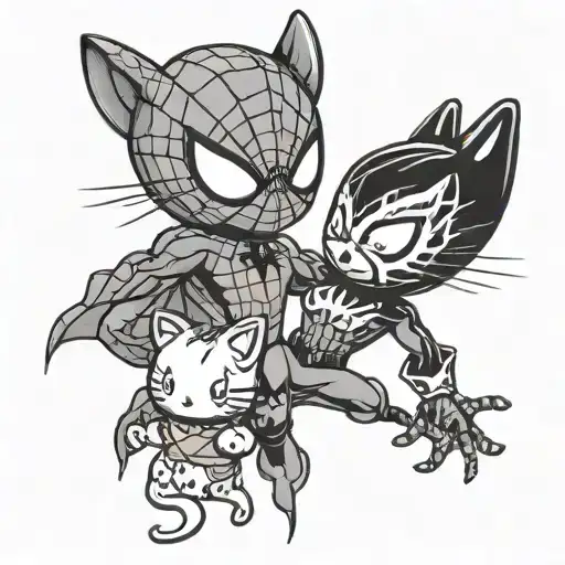 Let Spider-man And Hello Kitty Kiss