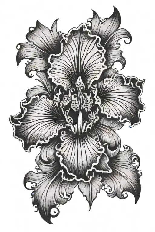 Mens Half Sleeve Tatoo With Black Iris Flower Surrounded